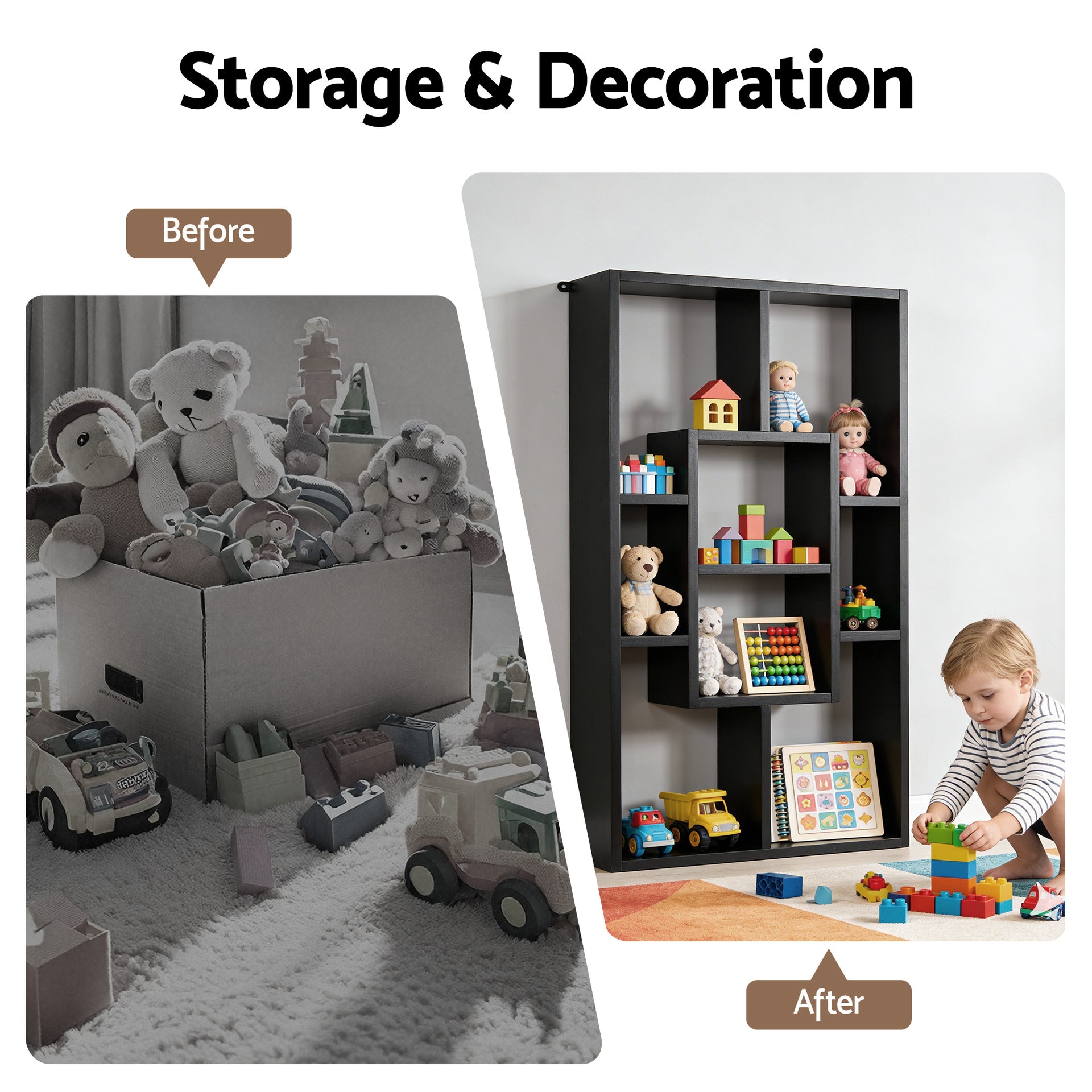 Artiss Floating Wall Shelves Bookshelf Black Awezingly