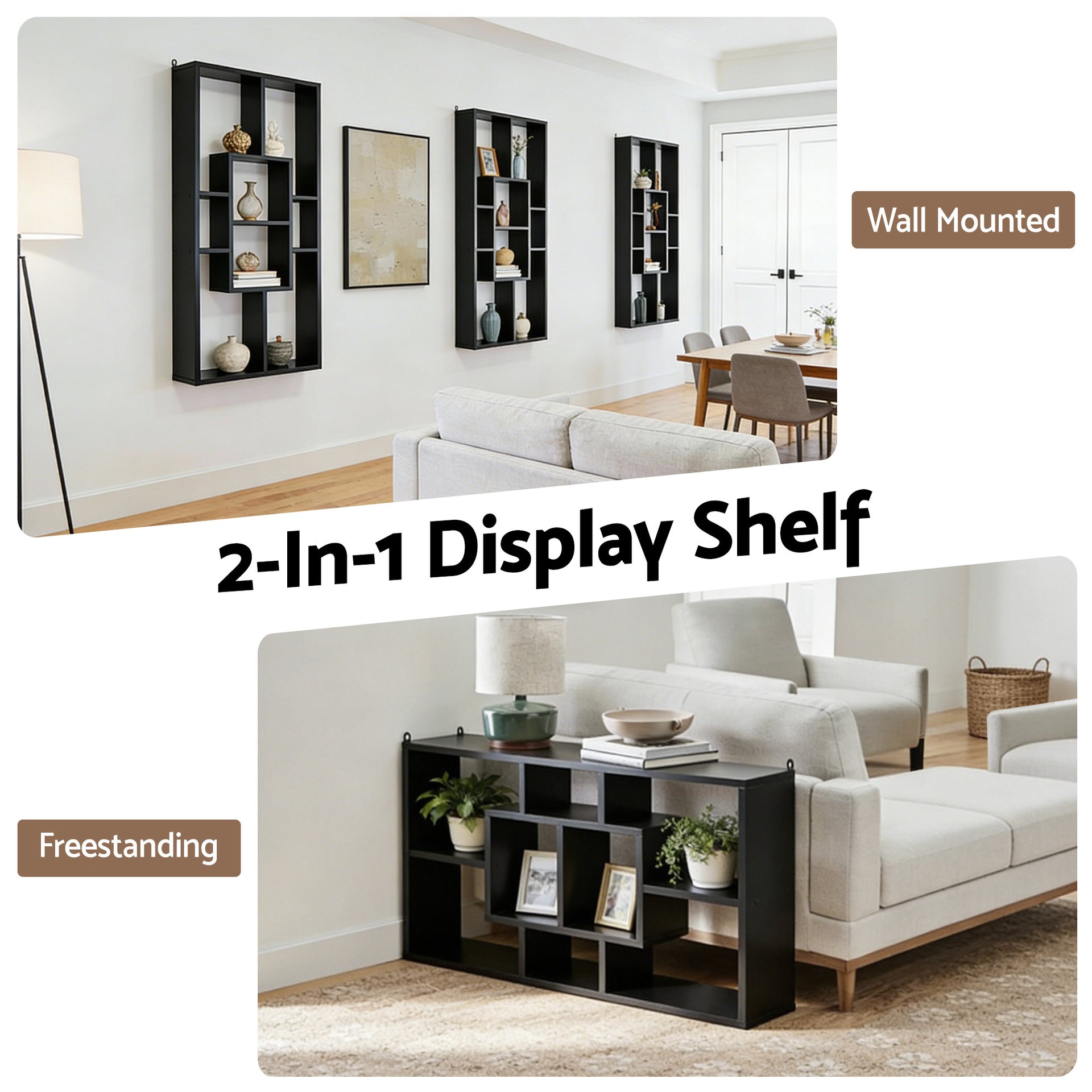 Artiss Floating Wall Shelves Bookshelf Black Awezingly