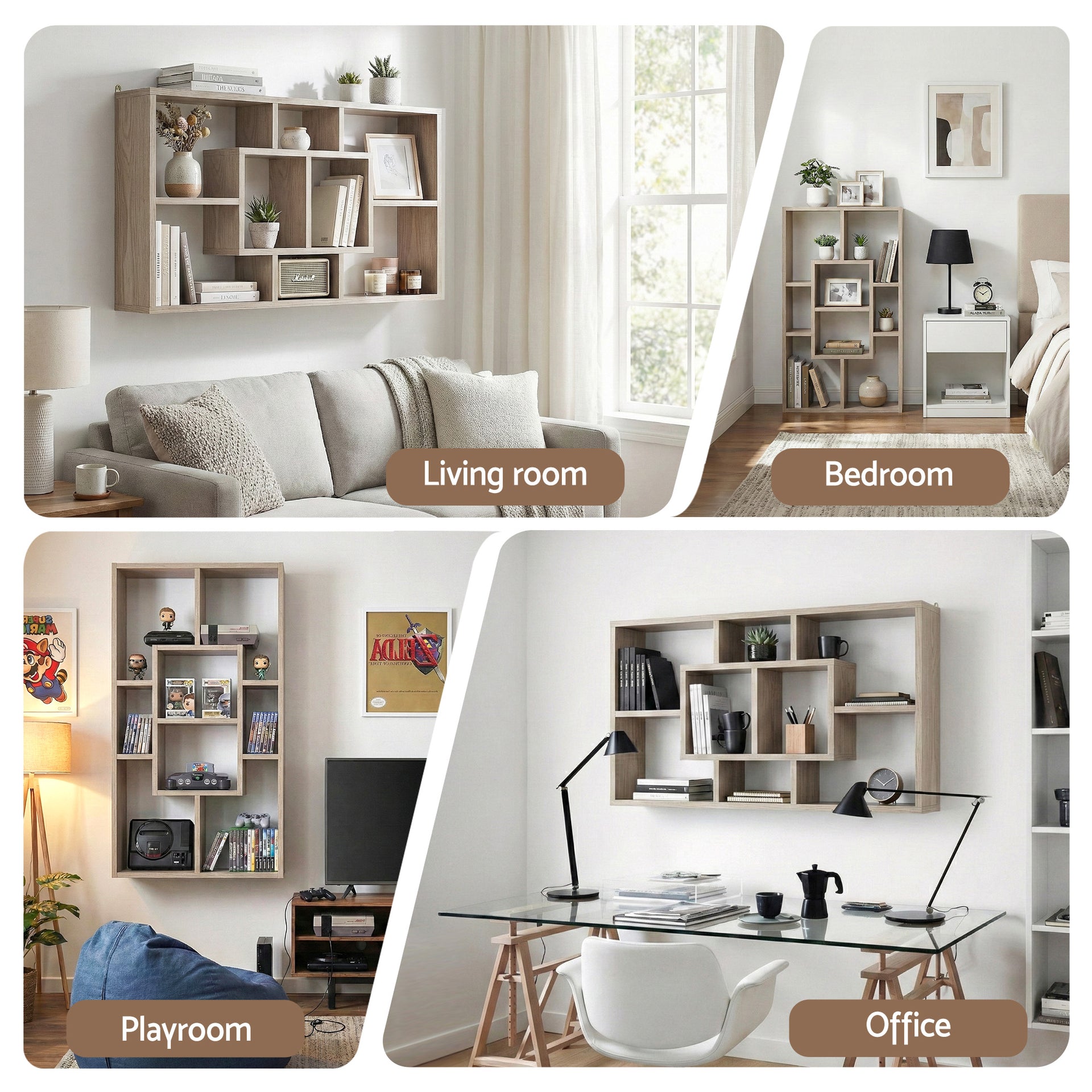 Artiss Floating Wall Shelves Bookshelf Wood Awezingly