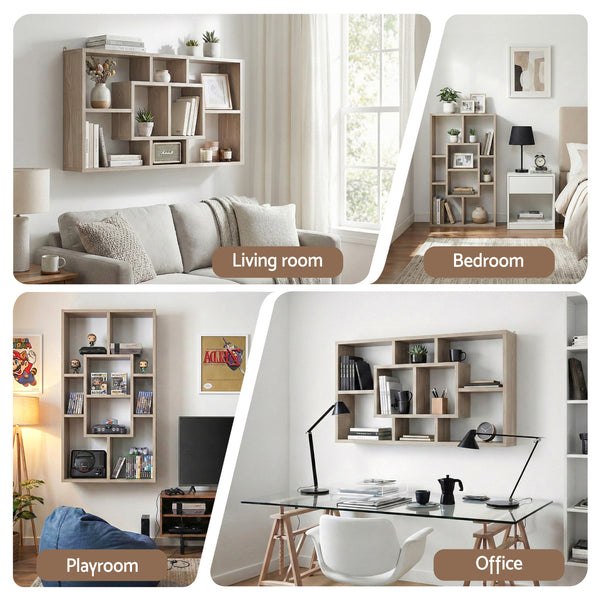 Artiss Floating Wall Shelves Bookshelf Wood Awezingly