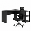 Artiss Office Desk and Chair Set L Shaped Computer Desk 136cm with 2 Tier Storage Shelves, Ergonomic Mesh Office Chair with Adjustable Headrest, Flip-Up Armrests & Lumbar Support