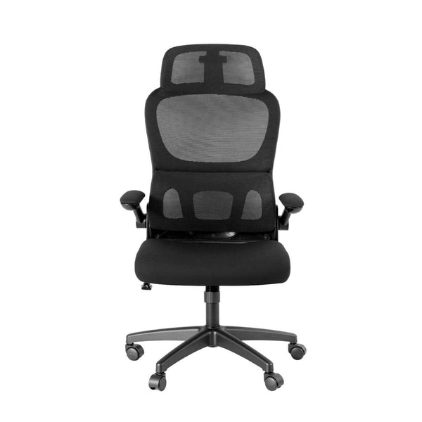 Artiss Office Desk and Chair Set L Shaped Computer Desk 136cm with 2 Tier Storage Shelves, Ergonomic Mesh Office Chair with Adjustable Headrest, Flip-Up Armrests & Lumbar Support Artiss