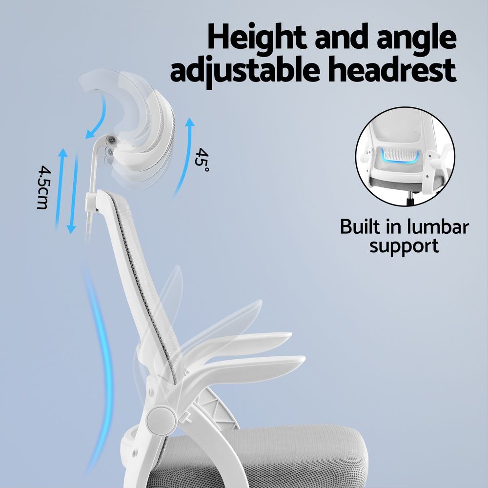 Artiss Home Office Desk and Chair Set, 136cm L Shaped Computer Desk with Shelves & Cable Management, Ergonomic Mesh Office Chair with Adjustable Headrest, Flip-Up Armrests Awezingly