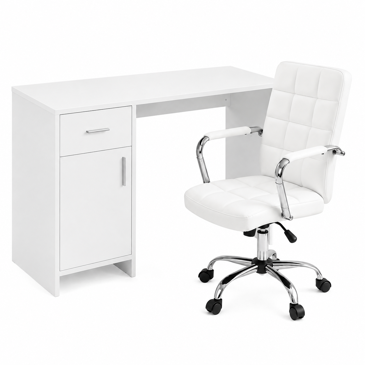 Artiss Office Desk and Chair Set 100cm Computer Desk PU Leather Office Chair Awezingly