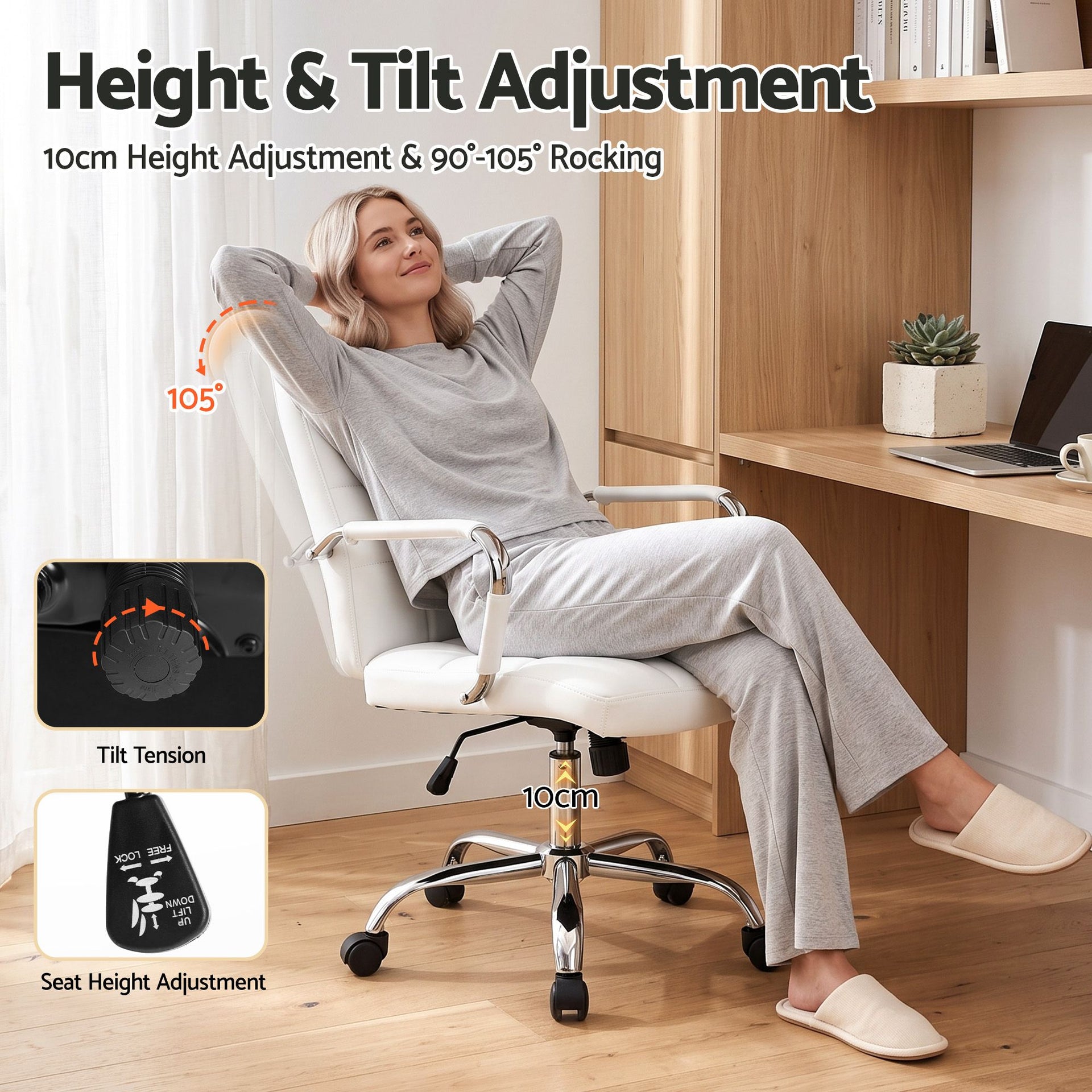 Artiss Office Desk and Chair Set 100cm Computer Desk PU Leather Office Chair Awezingly
