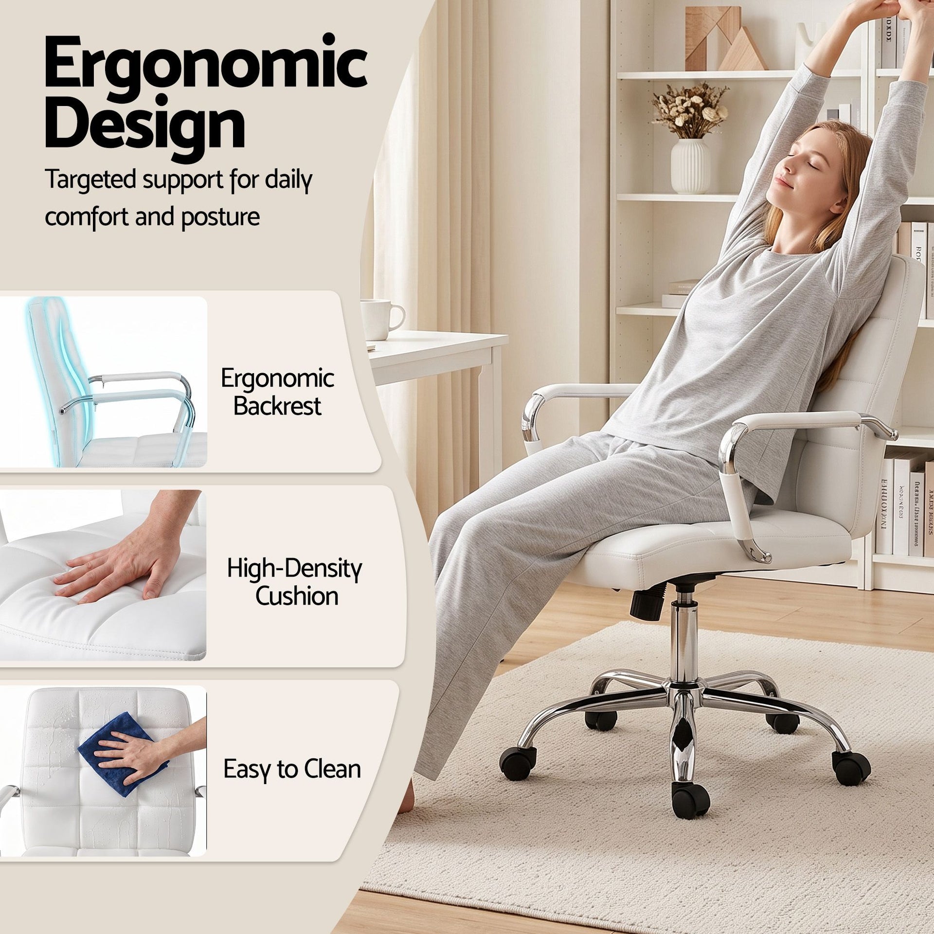 Artiss Office Desk and Chair Set 100cm Computer Desk PU Leather Office Chair Awezingly
