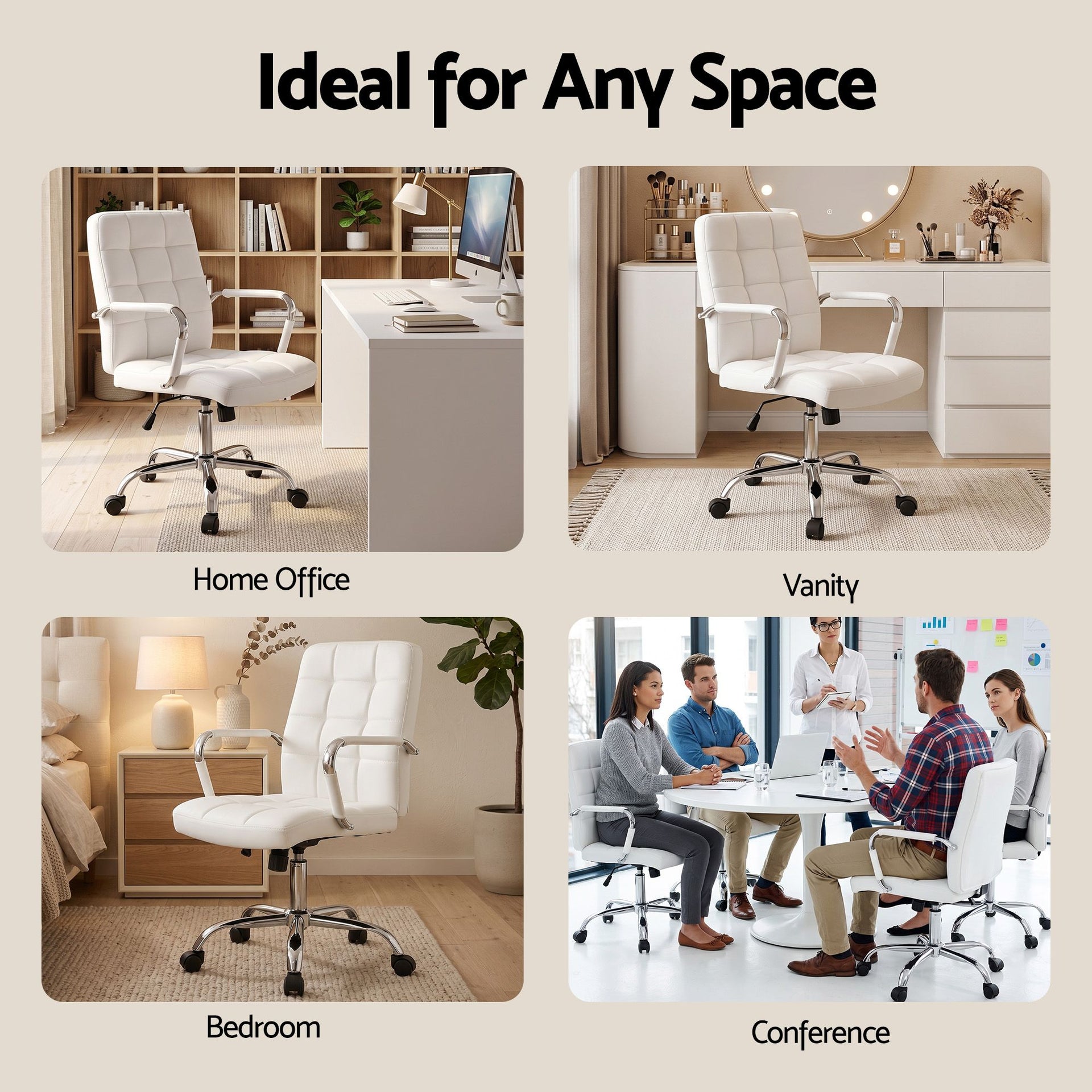Artiss Office Desk and Chair Set 100cm Computer Desk PU Leather Office Chair Awezingly