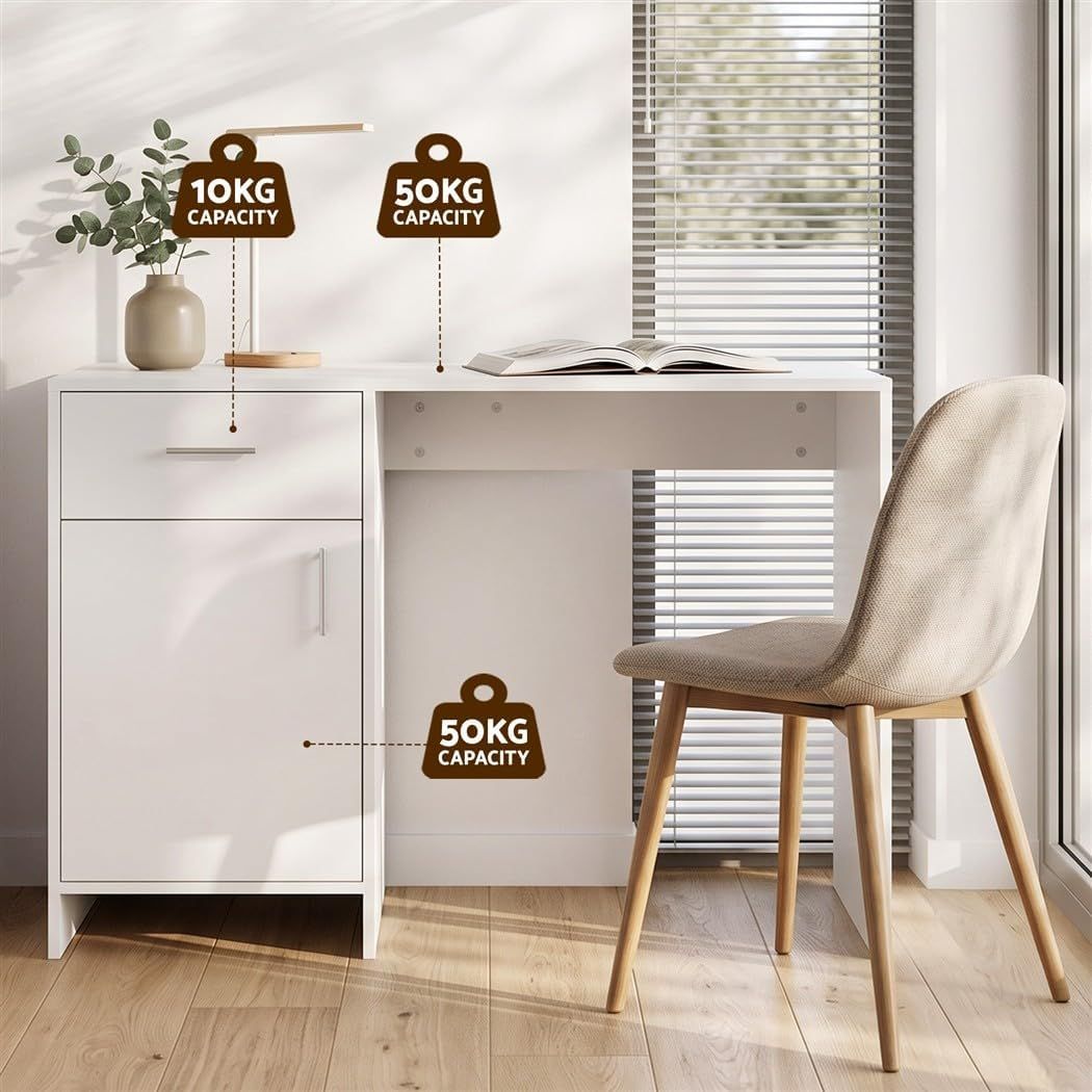 Artiss Office Desk and Chair Set 100cm Computer Desk PU Leather Office Chair Awezingly