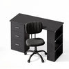 Artiss Office Desk & Chair Set 120cm Computer Desk with 3 Drawers & Open Shelves, Ergonomic Armless Office Chair with Wheels, Height Adjustable for Home Office Study