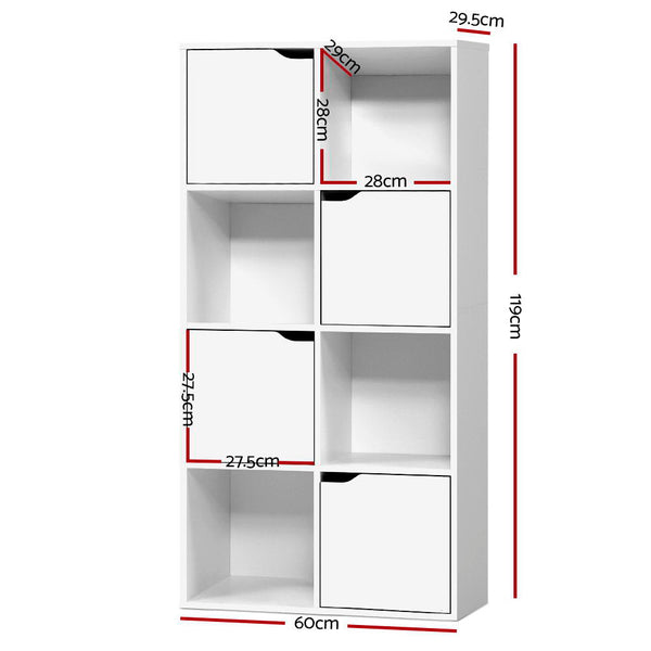 Artiss Display Shelf 8 Cube Storage 4 Door Cabinet Bookshelf Unit White Artiss