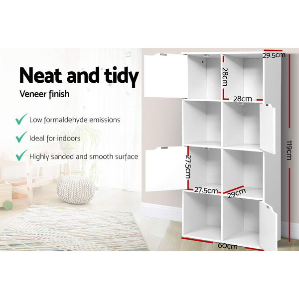 Artiss Display Shelf 8 Cube Storage 4 Door Cabinet Bookshelf Unit White Artiss