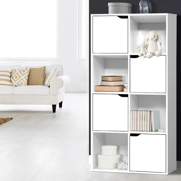 Artiss Display Shelf 8 Cube Storage 4 Door Cabinet Bookshelf Unit White Artiss