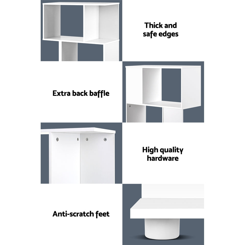 Artiss 3 Tier Zig Zag Bookshelf - White Artiss