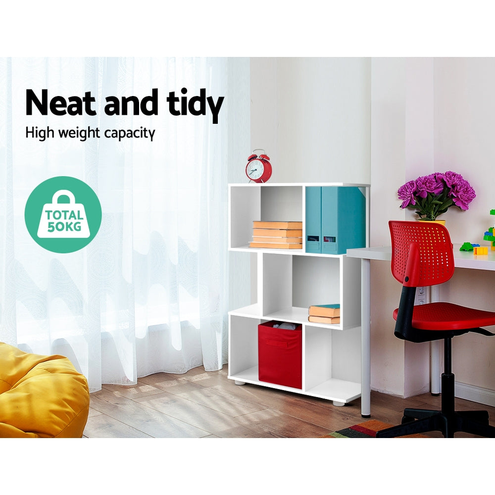 Artiss 3 Tier Zig Zag Bookshelf - White Artiss