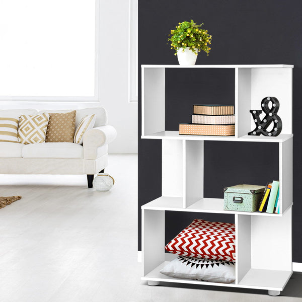 Artiss 3 Tier Zig Zag Bookshelf - White Artiss