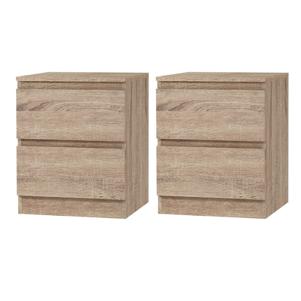 Artiss 2x Bedside Table 2 Drawers - PEPE Oak Artiss