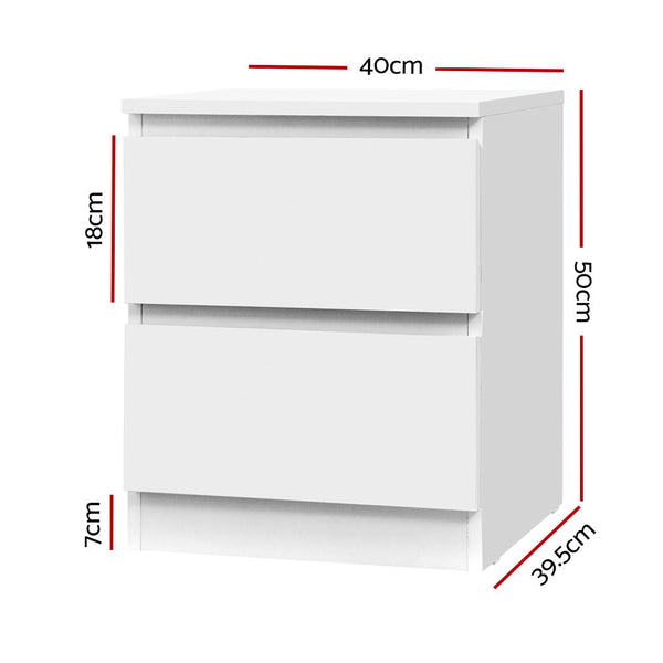 Artiss 2x Bedside Table 2 Drawers - PEPE White Artiss