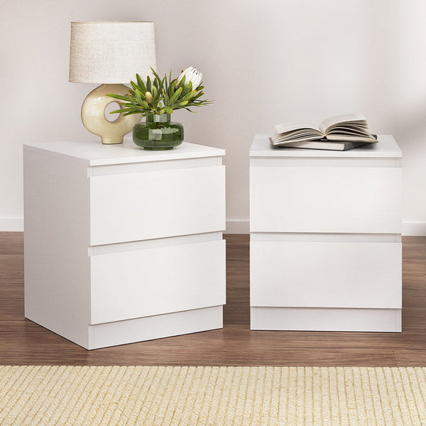 Artiss 2x Bedside Table 2 Drawers - PEPE White Artiss