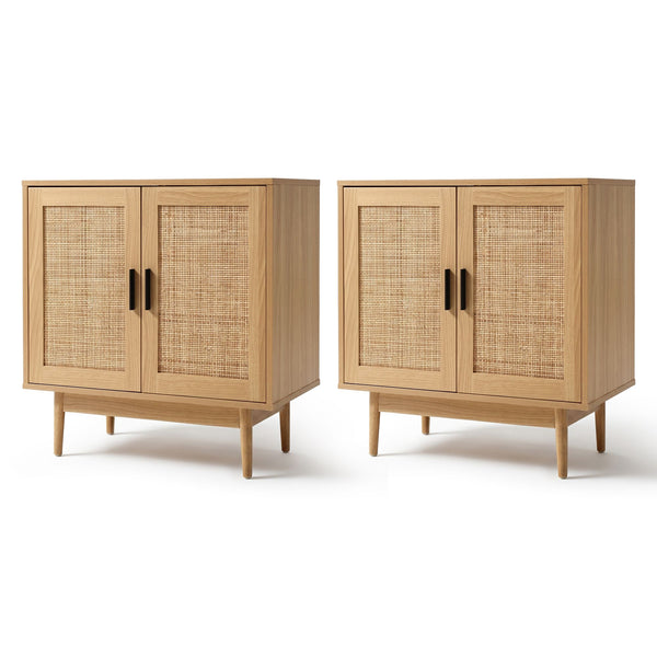 Artiss 2x Buffet Sideboard Cabinet Rattan Cupboard 2 Doors Storage Pantry BRIONY Awezingly