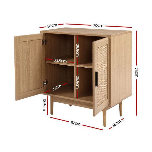 Artiss 2x Buffet Sideboard Cabinet Rattan Cupboard 2 Doors Storage Pantry BRIONY Awezingly