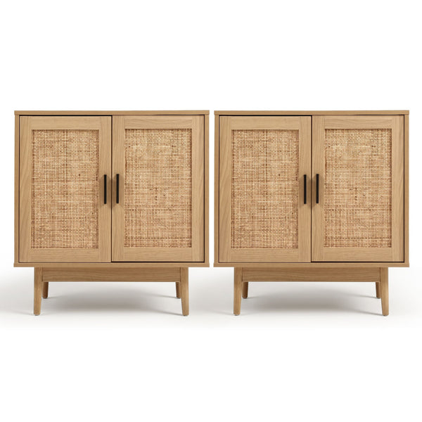 Artiss 2x Buffet Sideboard Cabinet Rattan Cupboard 2 Doors Storage Pantry BRIONY Awezingly