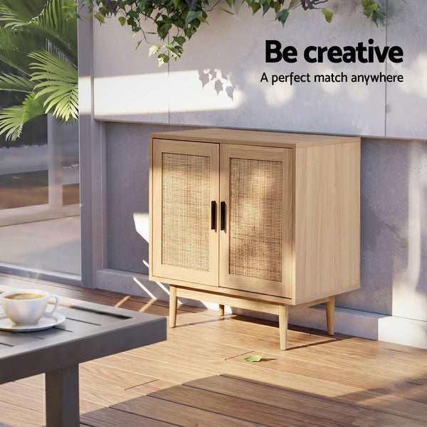 Artiss 2x Buffet Sideboard Cabinet Rattan Cupboard 2 Doors Storage Pantry BRIONY Awezingly