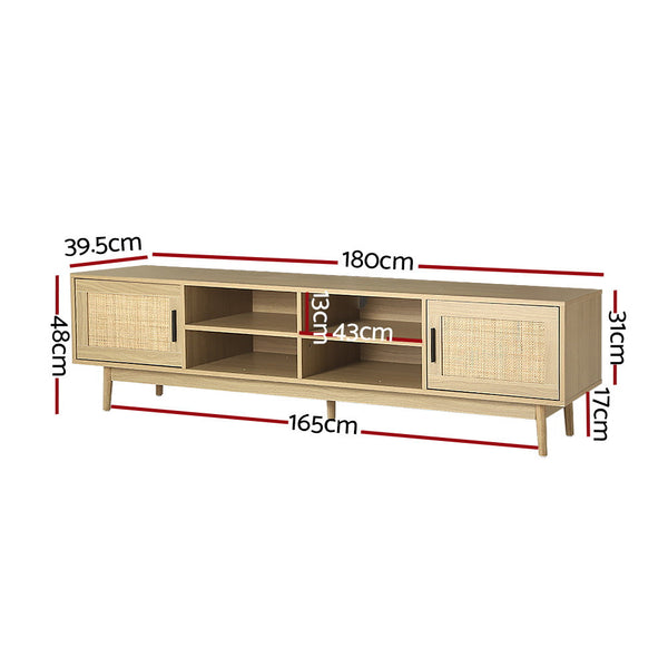 Artiss TV Cabinet Entertainment Unit Storage Cabinets Rattan Wooden 180CM Artiss
