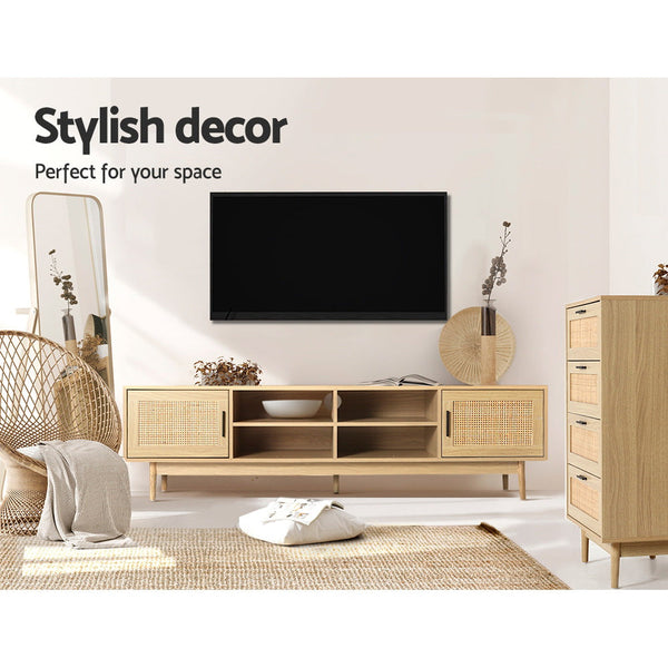 Artiss TV Cabinet Entertainment Unit Storage Cabinets Rattan Wooden 180CM Artiss