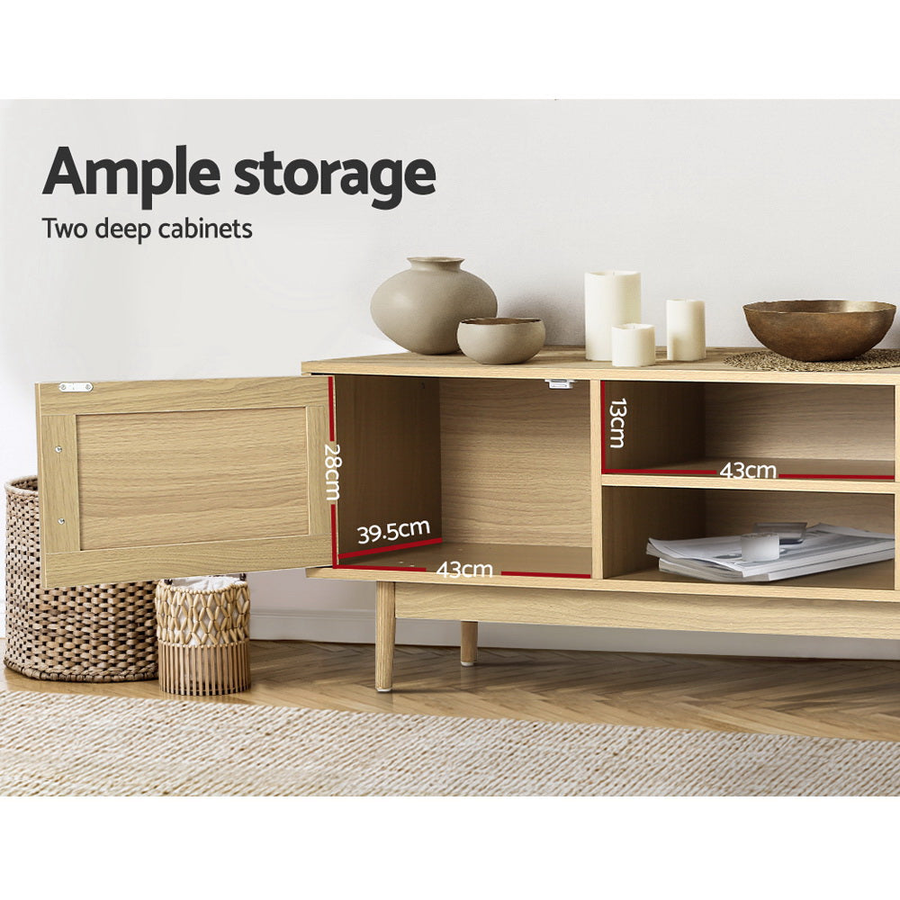 Artiss TV Cabinet Entertainment Unit Storage Cabinets Rattan Wooden 180CM Artiss