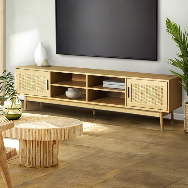 Artiss TV Cabinet Entertainment Unit Storage Cabinets Rattan Wooden 180CM Artiss