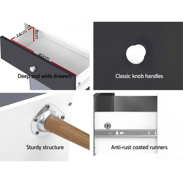 Artiss 5 Chest of Drawers Dresser Table Tallboy Storage Cabinet Furniture Black Artiss