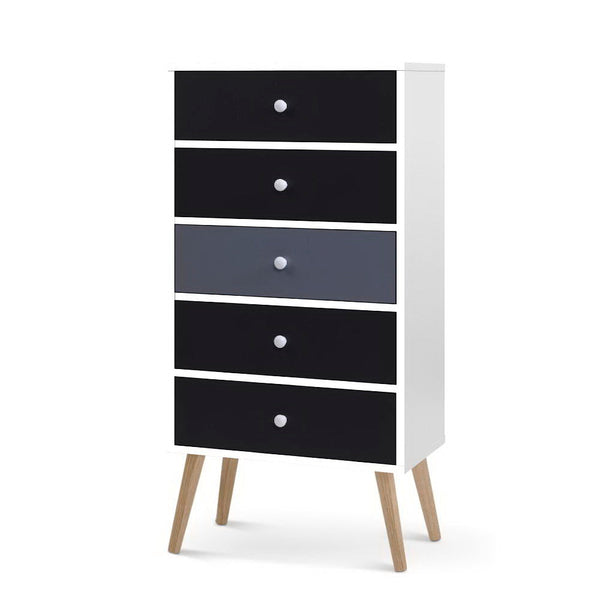 Artiss 5 Chest of Drawers Dresser Table Tallboy Storage Cabinet Furniture Black Artiss