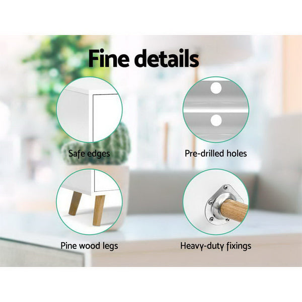 Artiss TV Cabinet Entertainment Unit Stand Wooden Scandinavian 120cm White Artiss