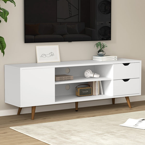 Artiss TV Cabinet Entertainment Unit Stand Wooden Scandinavian 120cm White Artiss