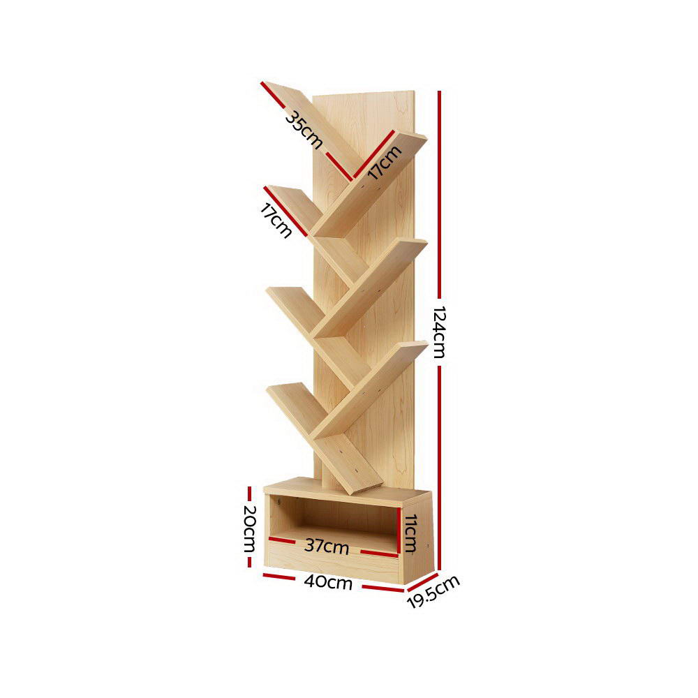Artiss Display Shelf 7-Shelf Tree Bookshelf - Natural Wood