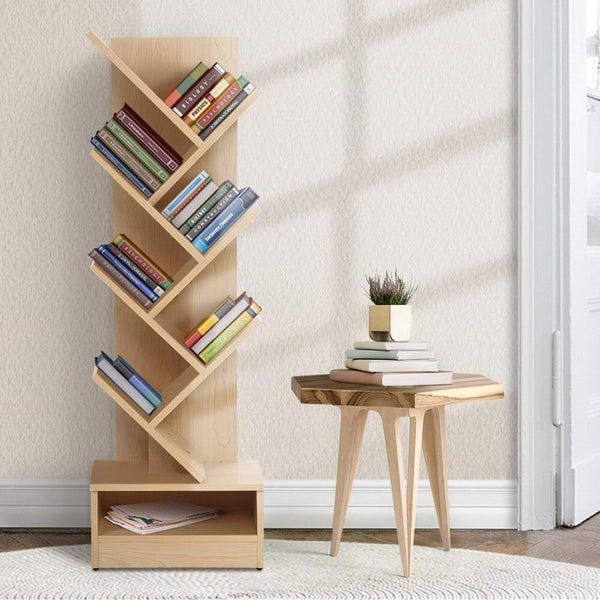Artiss Display Shelf 7-Shelf Tree Bookshelf - Natural Wood Artiss