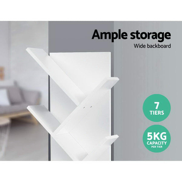 Artiss Display Shelf 7-Shelf Tree Bookshelf - White Artiss