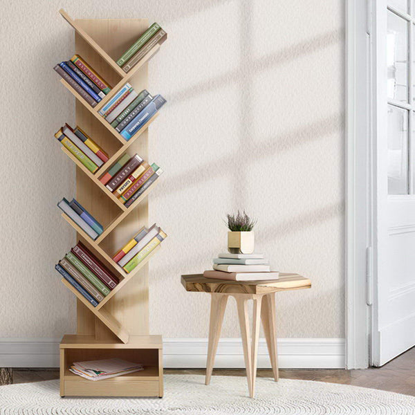 Artiss Display Shelf 9-Shelf Tree Bookshelf - Natural Wood Artiss