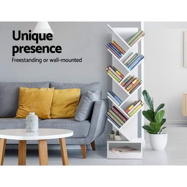 Artiss Display Shelf 9-Shelf Tree Bookshelf - White Artiss