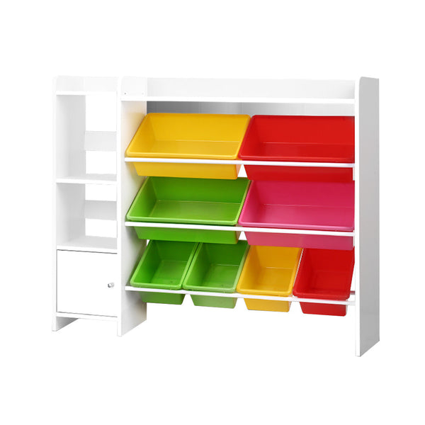 Keezi 8 Bins Kids Toy Box Storage Organiser Rack Bookshelf Drawer Cabinet Keezi