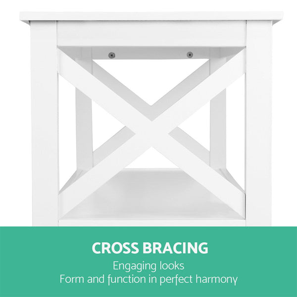 Artiss Wooden Storage Console Table - White Artiss