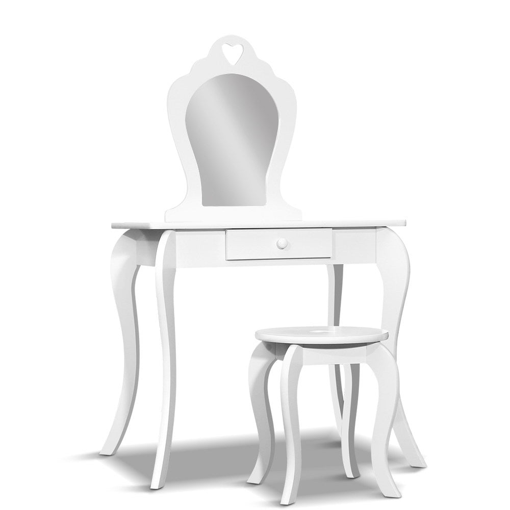 Keezi Kids Vanity Dressing Table Stool Set - White Keezi