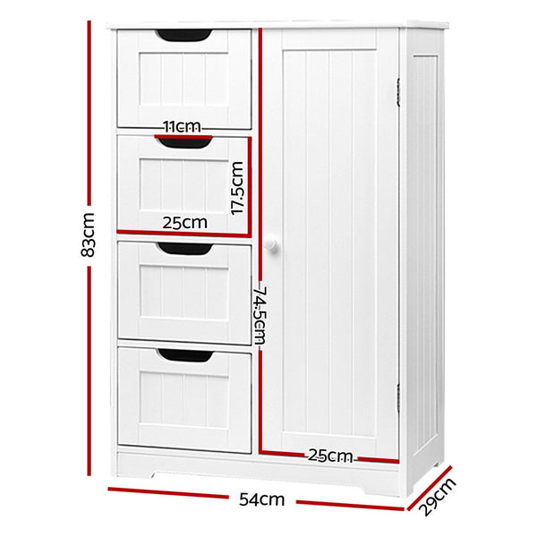 Artiss Bathroom Tallboy Storage Cabinet - White Artiss