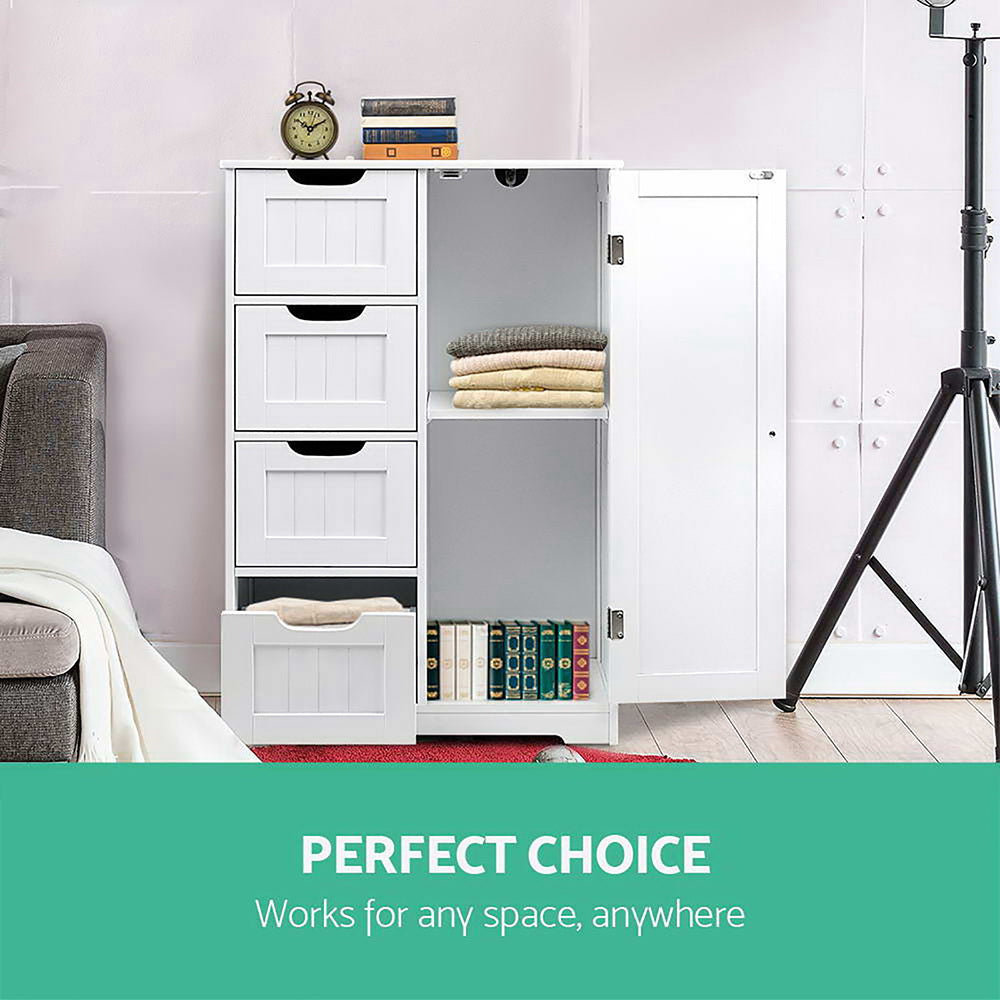Artiss Bathroom Tallboy Storage Cabinet - White Artiss