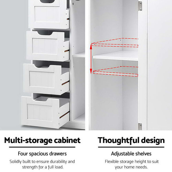 Artiss Bathroom Tallboy Storage Cabinet - White Artiss