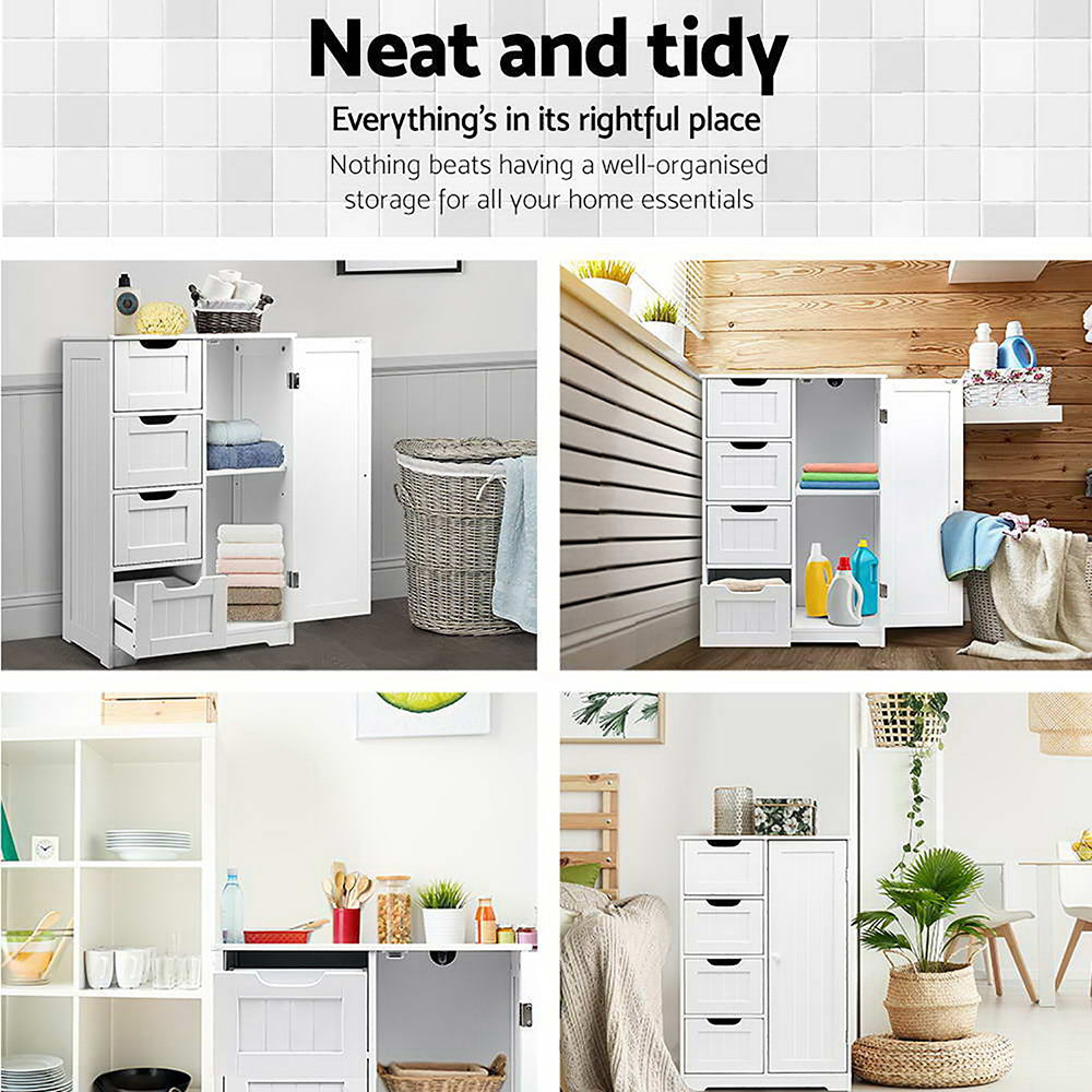 Artiss Bathroom Tallboy Storage Cabinet - White Artiss