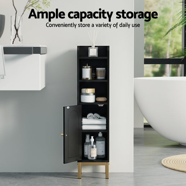 Artiss Bathroom Storage Cabinet Floor Organizer Toilet Corner Adjustable Black Awezingly