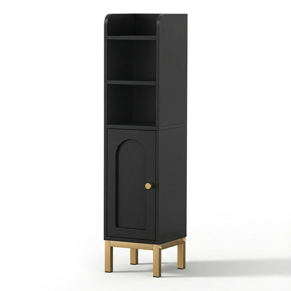 Artiss 2X Bathroom Storage Cabinet Floor Organizer Toilet Corner Adjustable Black Awezingly