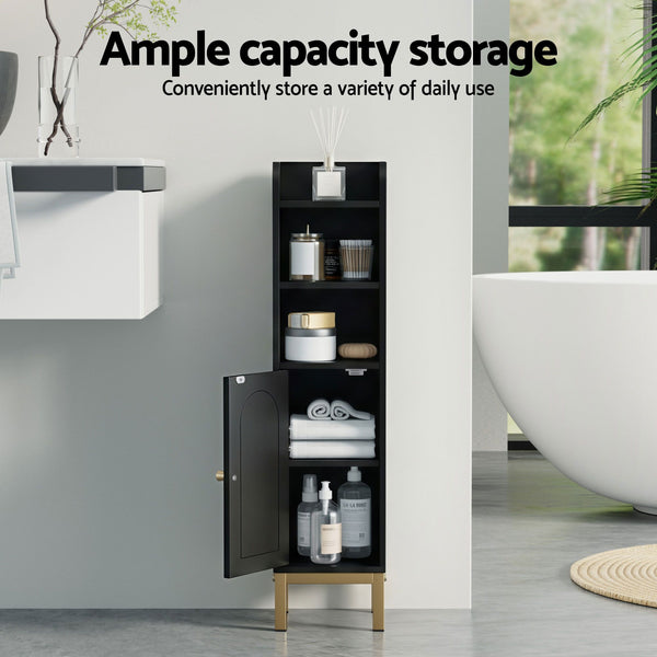 Artiss 2X Bathroom Storage Cabinet Floor Organizer Toilet Corner Adjustable Black Awezingly