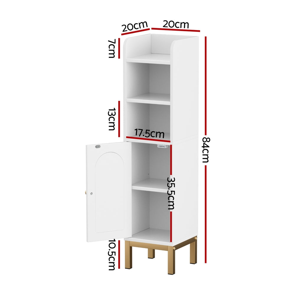Artiss Bathroom Storage Cabinet Floor Organizer Toilet Corner Adjustable Shelf with Door White Awezingly